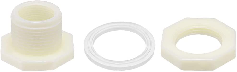 uxcell ABS Bulkhead Tank Fitting Adapter for Rain Bucket Aquariums Water Tanks Ponds G3/4 Female 6Pcs