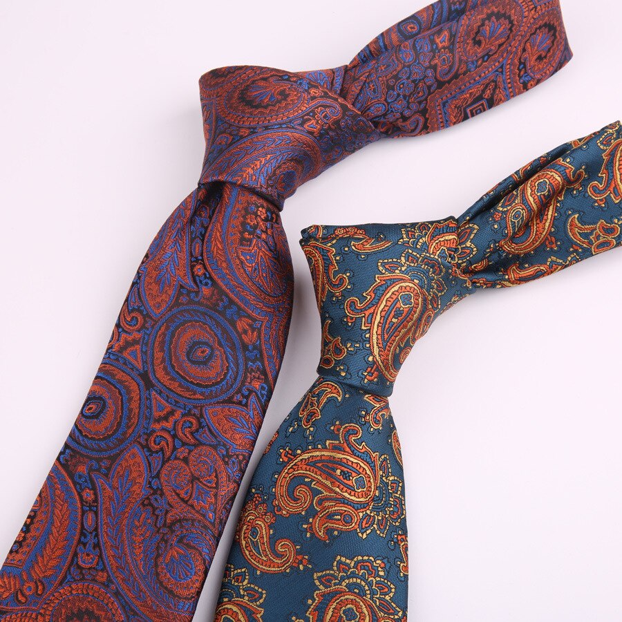 7cm cravates décontracté pour hommes Cravate maigre Polyester Vintage cajou fleur Cravate affaires chemise mince accessoires Cravate