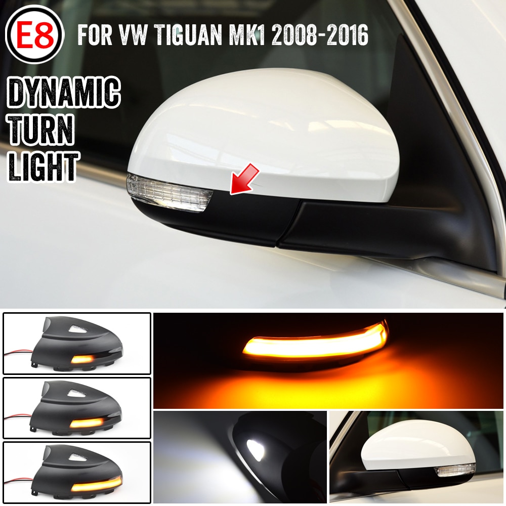 Led dynamisk blinklys blinker sekventiel sidevinge spejl indikator lys pølse lys til vw volkswagen tiguan  mk1
