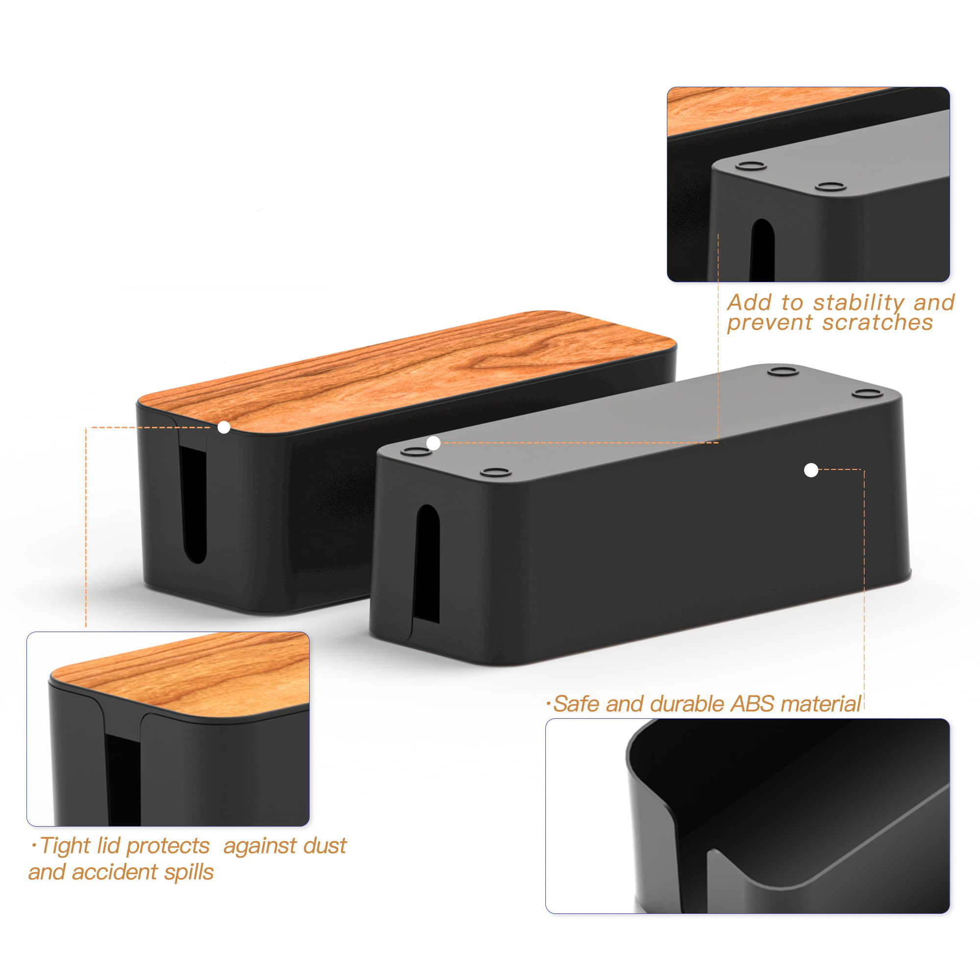 Caja de gestión de cables, kit de gestión de cables para regleta para ocultar cables, cajas organizadoras de cables, para el hogar y la oficina