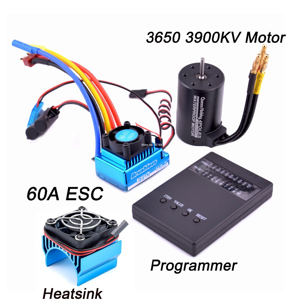 3650 2300KV / 3100KV / 3900KV / 4300KV / 5200KV Brushless Motor &amp; 45A 60A 80A 120A ESC Combo for 1:10 RC Car Boat Part: 3900KV 60A Combo
