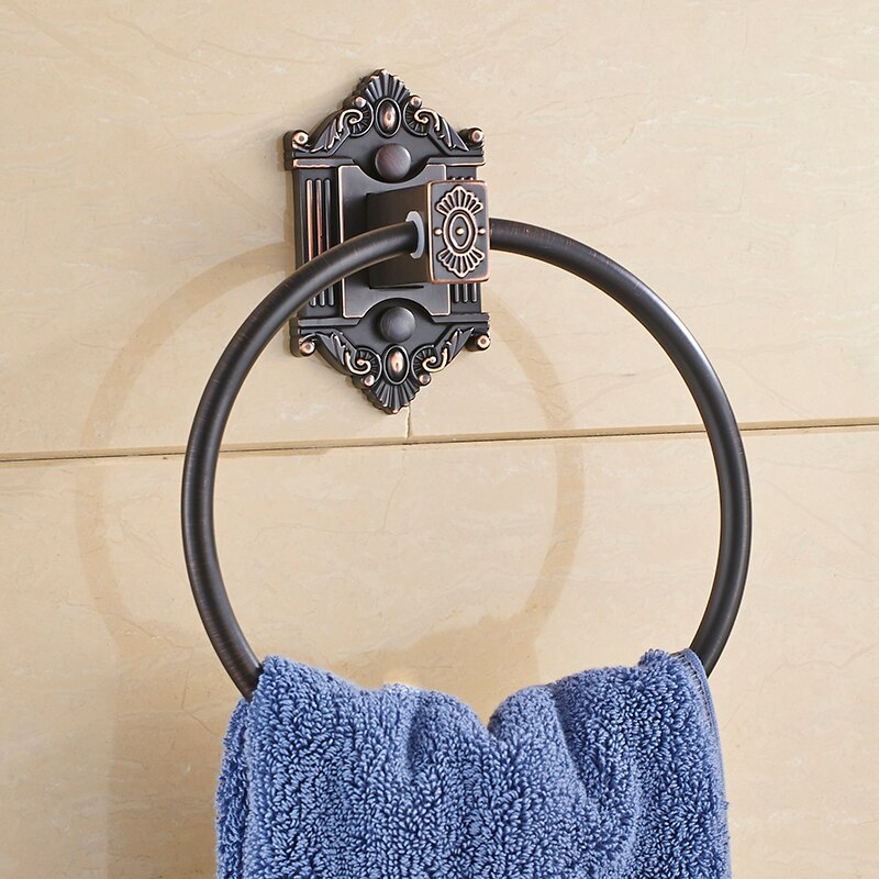 Mttuzk antik messing håndklæde ring europæisk vægmonteret badeværelse badehåndklædestativ med udskåret badeværelse tilbehør