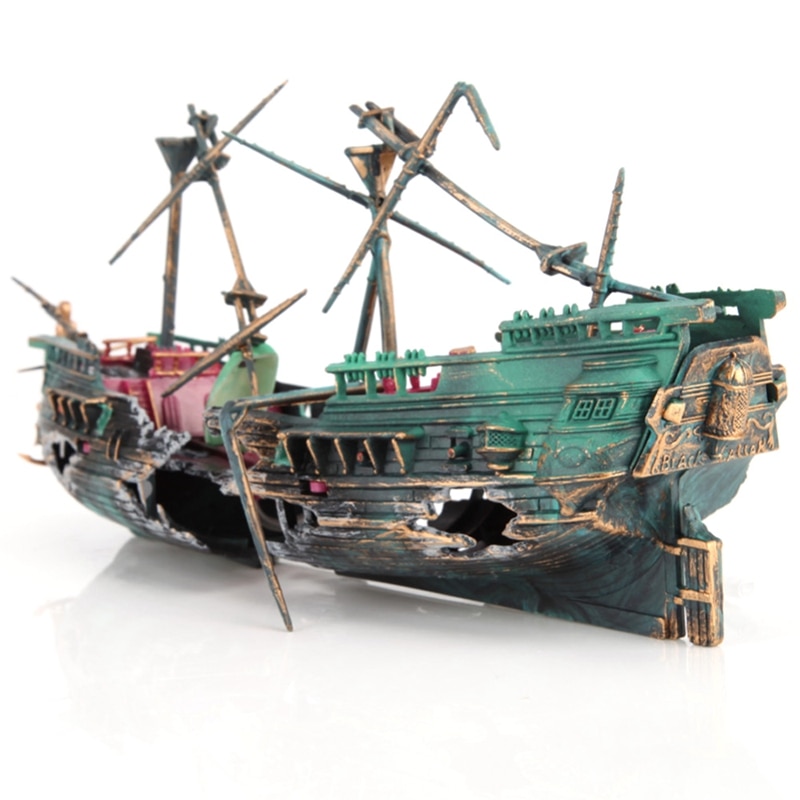 Grand Aquarium décoratif en plastique, bateau à Air fendu, décor d&#39;aquarium de poisson C: Default Title