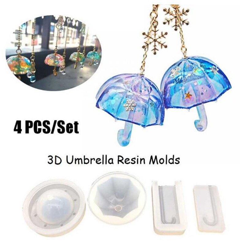 4/5Pc 3D Paraplu Epoxy Siliconen Mal Handgemaakte Diy Sieraden Maken Fondant Taart Decoratie Sieraden Hars Mallen Voor sieraden Maken