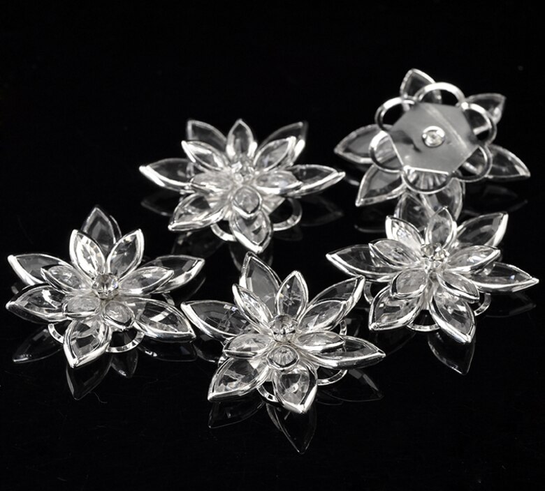 DoreenBeads 10PCs Clear Rhinestone Flower Embellishments Jewelry Making Findings 3.5x3cm(1 3/8&quot;x1 1/8&quot;) (B21264), yiwu