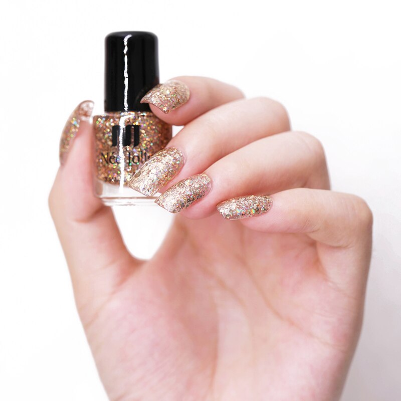 Nee jolie 12 färger nagellack roséguld glitter paljetter gradient serie shimmer flake för nail art diy 3.5ml
