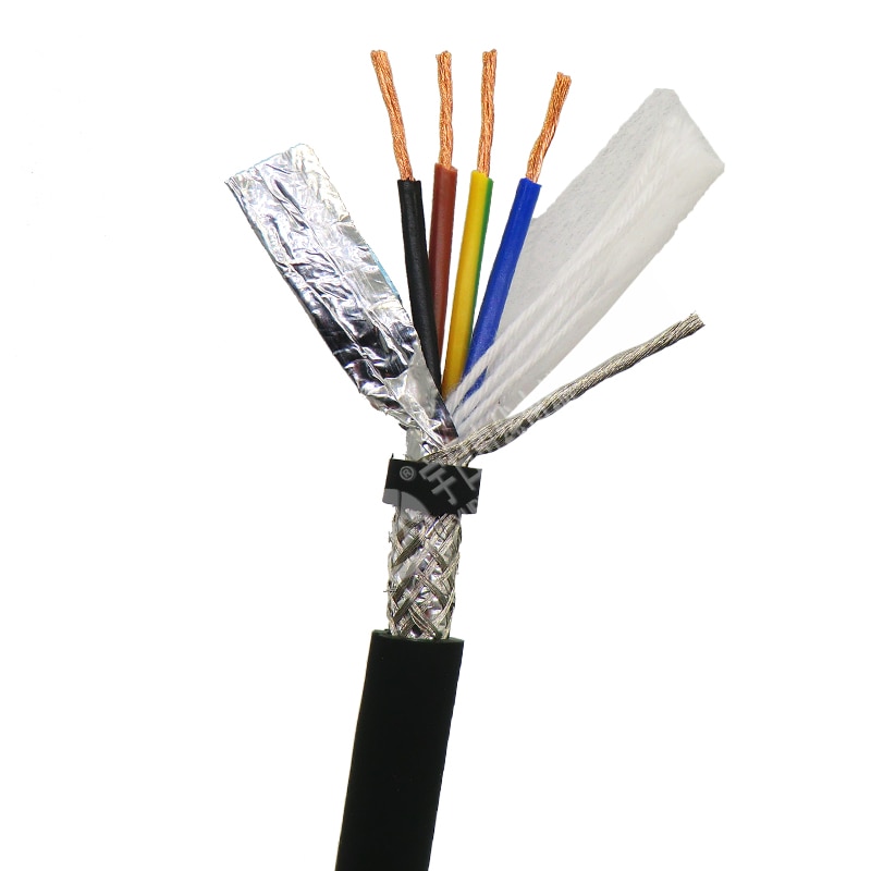 Afgeschermde sleepkabel 4 -aderig 0.3, 0.5, 0.75,1 mm² hoge flexibiliteit trvvp sleepkettingkabel 5m (22,20,18,17 awg)