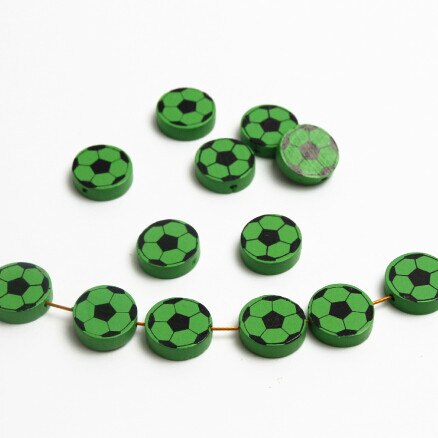 Cute Football Pattern 20Pcs Lead-Free Wood Beads For Jewelry Making Accessories Bracelets DIY Craft For Child 20mm: Color 12