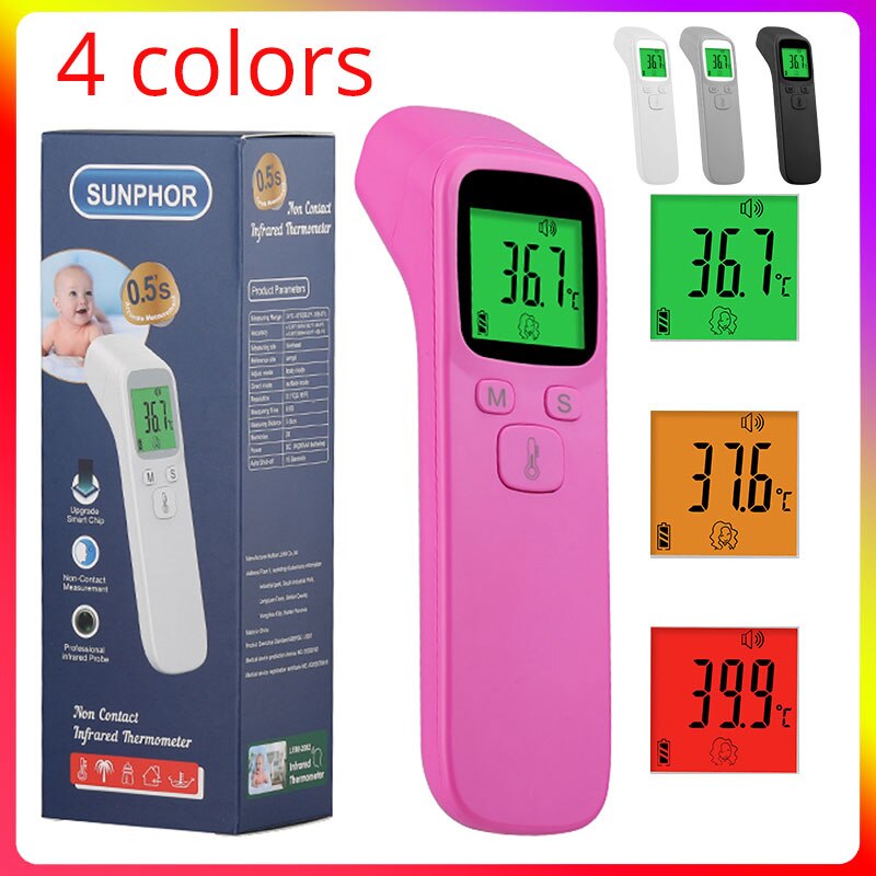 Contactloze infrarood thermometer met 3 kleuren lcd-achtergrondverlichting voor menselijke baby's en volwassenen, infrarood digitale thermometer
