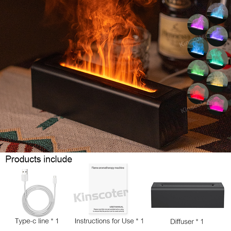 KINSCOTER RGB Vlam Aroma Diffuser Luchtbevochtiger Ultrasone Cool Mist Maker Fogger LED Essentiële Olie Fire LED Lamp Difusor: Reddle