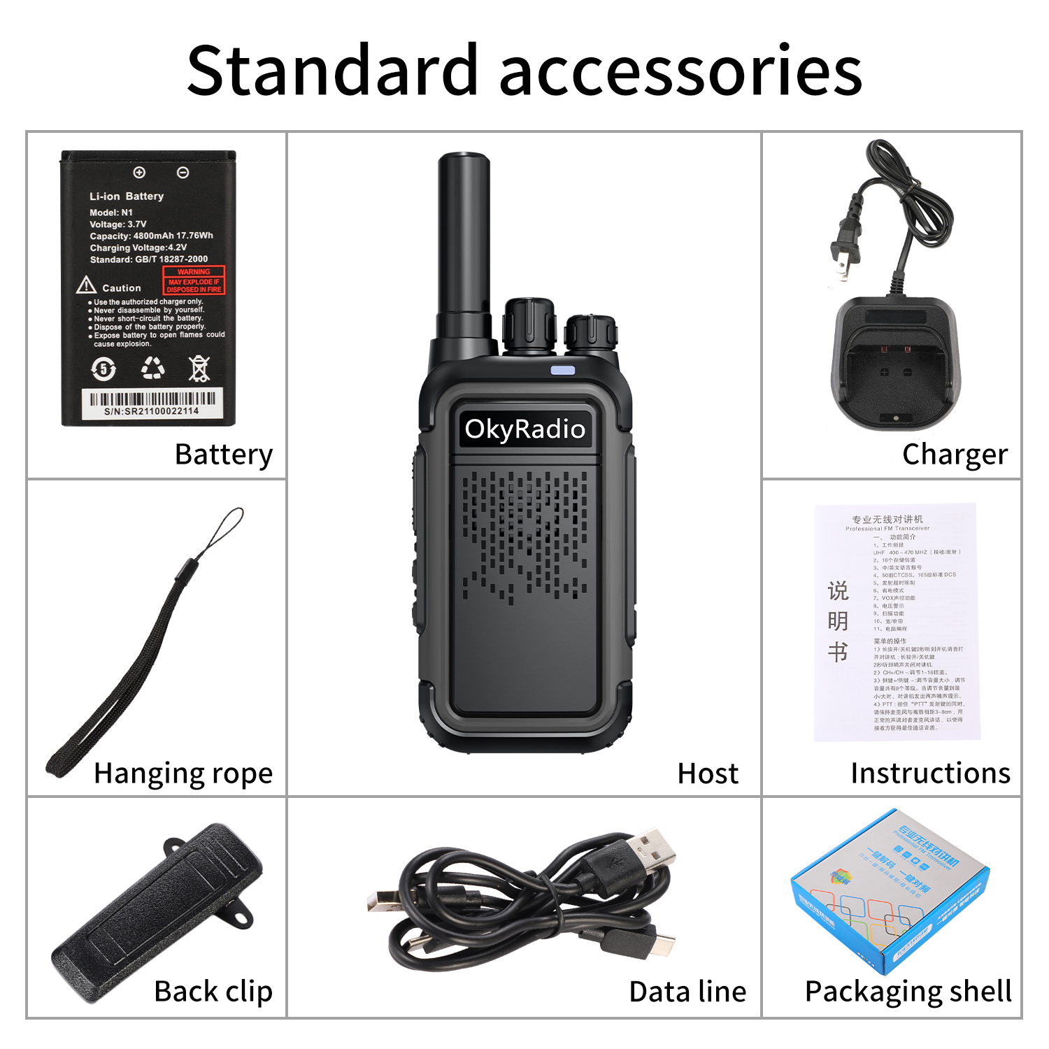 2022 heißer Walkie-Talkie 4800mAh Große-kapazität Batterie 16 Kanäle Wasserdichte Walkie-Talkie 6 Km Lange-abstand