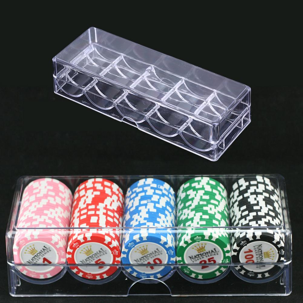 Transparante Poker Chips Doos Acryl Plastic Clear Draagbare Chips Doos Casino Levert 100-115 Stukken Gokken Chips Storage Case