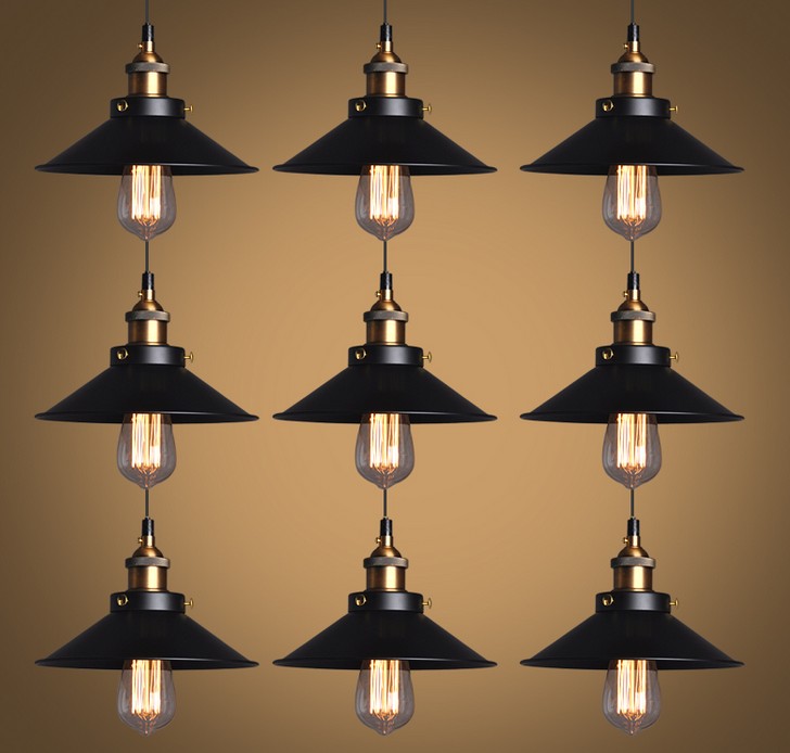 E27 retro kreative Restaurant einzelne kleine schwarze Felsen kronleuchter Gold kopf lampe