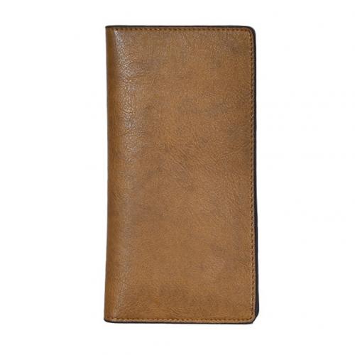 Effen Kleur Mode Mannen Multi-Slot Faux Leather Bifold Clutch Purse Lange Wallet: Khaki