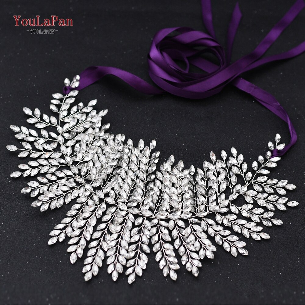 Youlapan  sh238- s bröllop sten bälten för kvinna damer bälte för klänning glitter bälte rhinestone bälte skärmar kvinnors juvel bälte: Lila