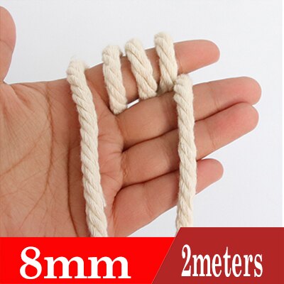 1/2/3/4/5/6mm Natural Beige Macrame Rope Twisted String Cotton Cord Craft Cord For Handmade DIY Crafts Home Wedding Decor: 8mm 2meters