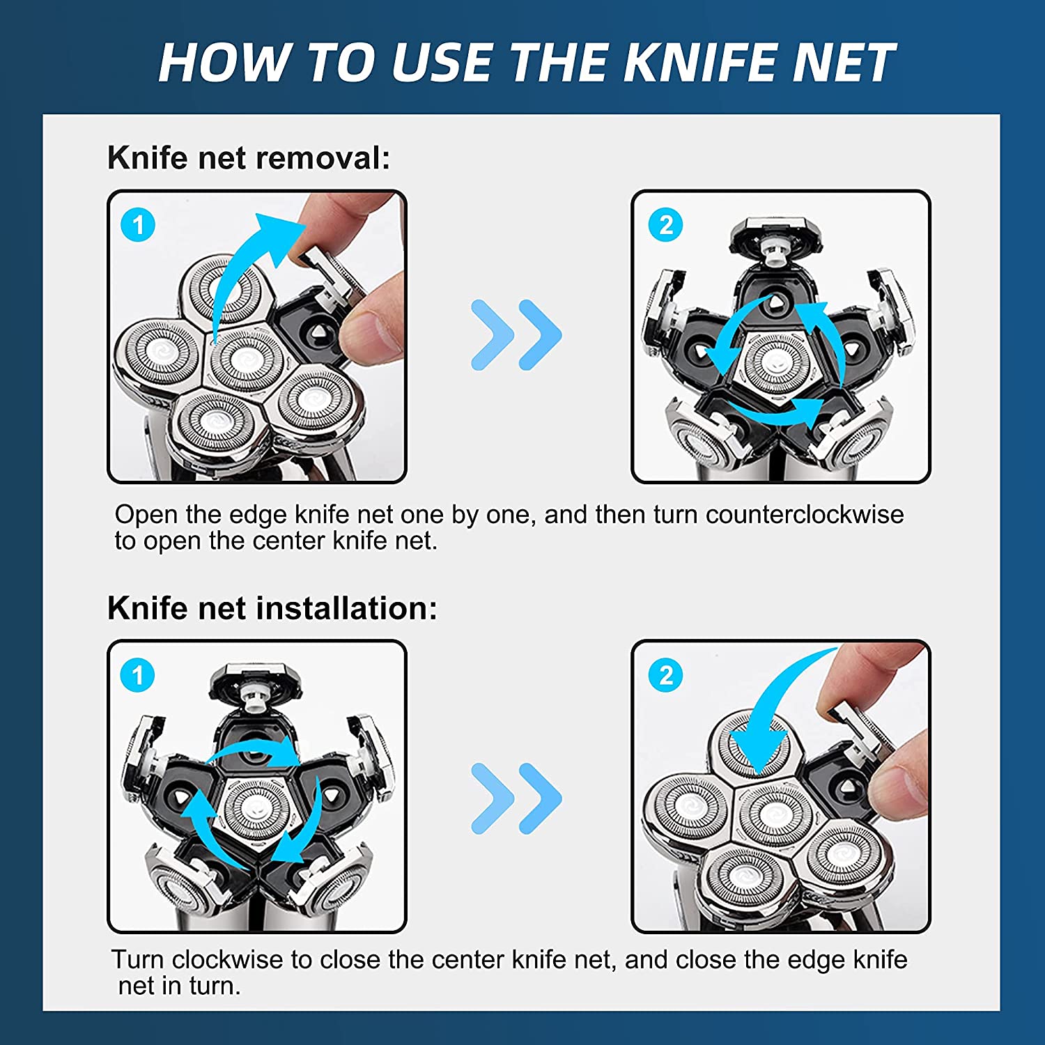 Waterproof Head Shaver Six-blade Razor for Bald Men with LED Display Versatile 6D Floating for Hair Beards Facial