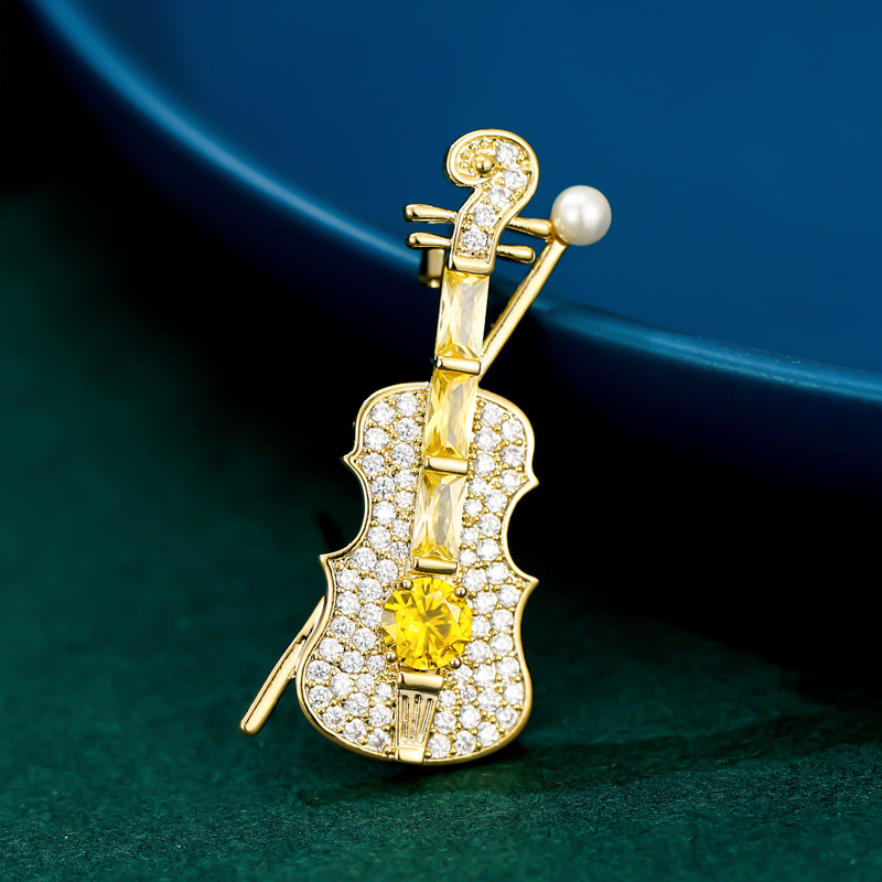 Mode Muziekinstrumenten Gitaar Viool Cello Piano voor Vrouwen Meisje Kinderen Kraag Broche Cap Rugzak Pak Pin: Blue Zinc Plated