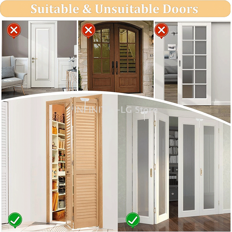Bifold Door Lock, Pantry Lock Portable Closet Door Lock Double Door Child Lock For Pantry, Laundry Room