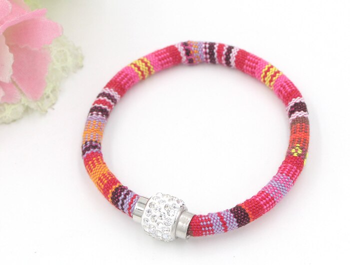 9 Kleuren Crystal Magnectic Dichter Bangle Armband Etnische Mexicaanse Stijl Katoenen Touw Boho Armbanden Voor Vrouwen Bijoux Pulsera: Color 2