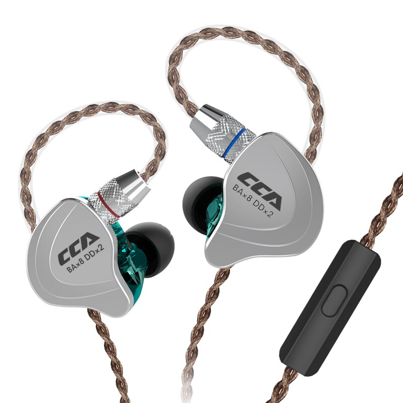 CCA C10 4ba+1dd Hybrid In Ear Earphones Hifi Dj Monito Running Sports Earphone 5 Drive Unit Headset Noise Cancelling Earbuds: GRAY