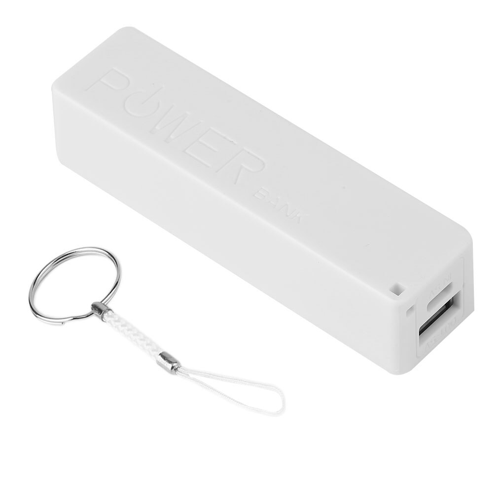 2600 mah bærbar størrelse intet batteri powerbank 1*18650 batteri ekstern backup batterioplader power bank taske til smartphone: Hvid