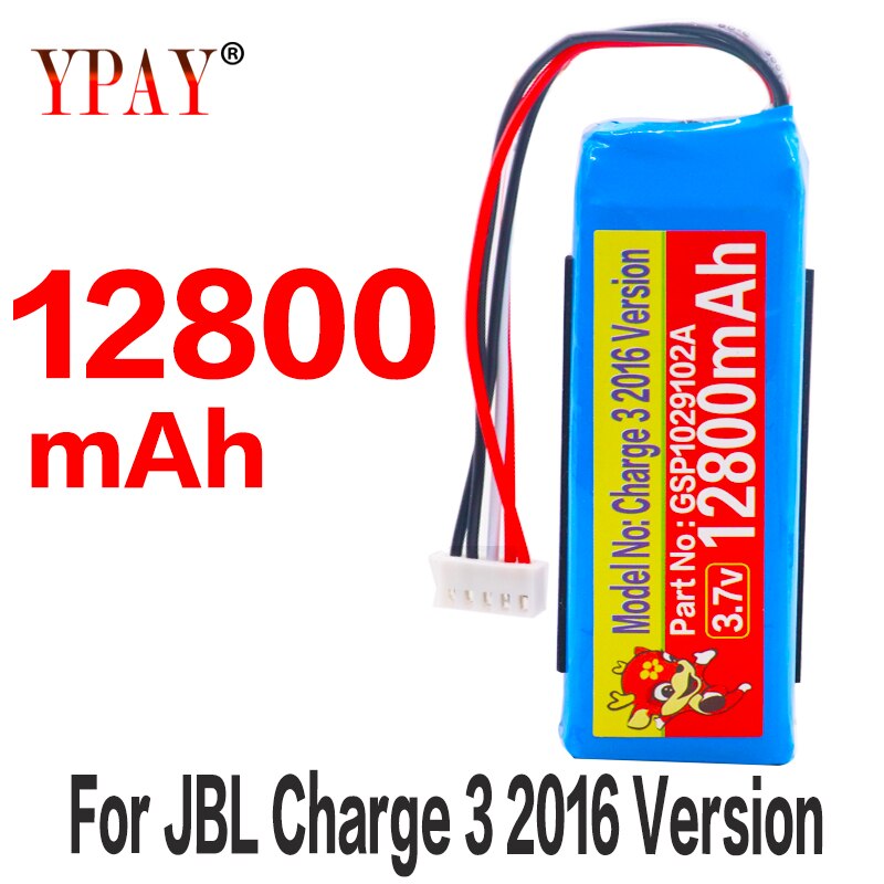 High Capacity 12800mAh GSP1029102A Battery For JBL Charge 3 Version Please Check The Place Of 2 Red Wires: 12800mAh