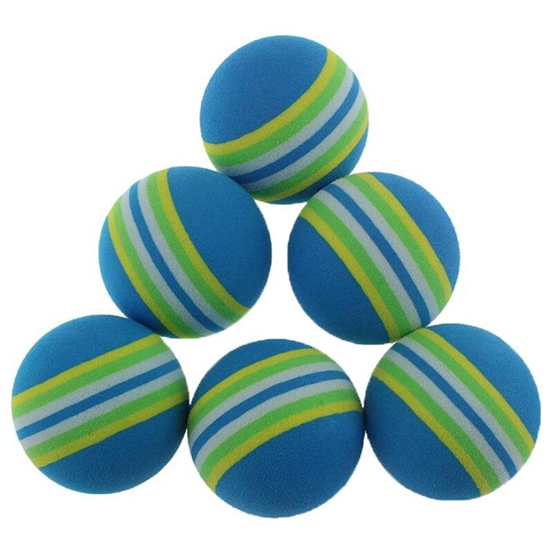 Pelota de Golf de interior a rayas azules, pelota de juego suave de entrenamiento práctica, pelota de goma de espuma elástica, 10 Uds.