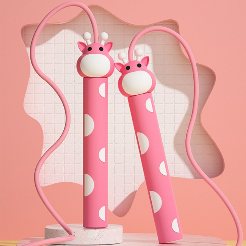 Jump Rope For Kids Child Skipping Rope Cartoon Children PVC Adjustable Exercise School Workout Equipment Kerlily: Pink giraffe
