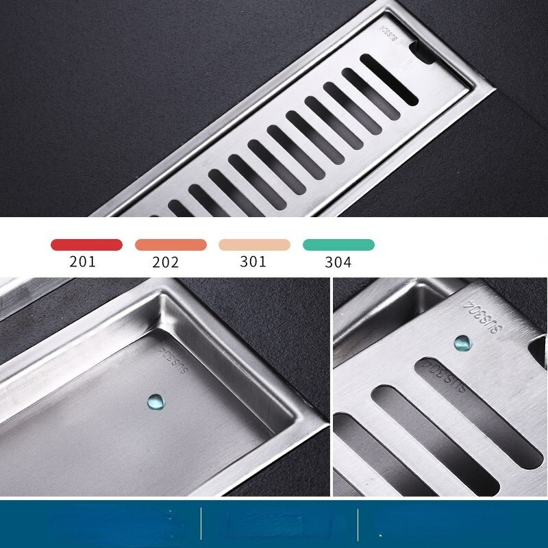 Stainless steel Long Square shower floor drain cover floor waste grate for Shower room toilet insect proof