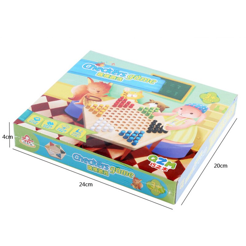 Tafel Spel Houten Hexagon Checkers Ouder-Kind Party Interactief Spel Speelgoed Kinderen Puzzel Klassieke Chinese Checkers Set Speelgoed