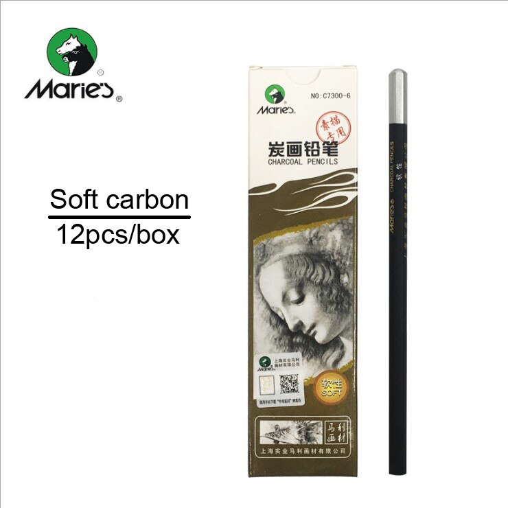 Marie Pencil Charcoal Only for Art Drawing Tools Set Beginner Sketch Artist 2H,HB,B,2B,3B, 4b, 5B,6B,7B,8B: soft