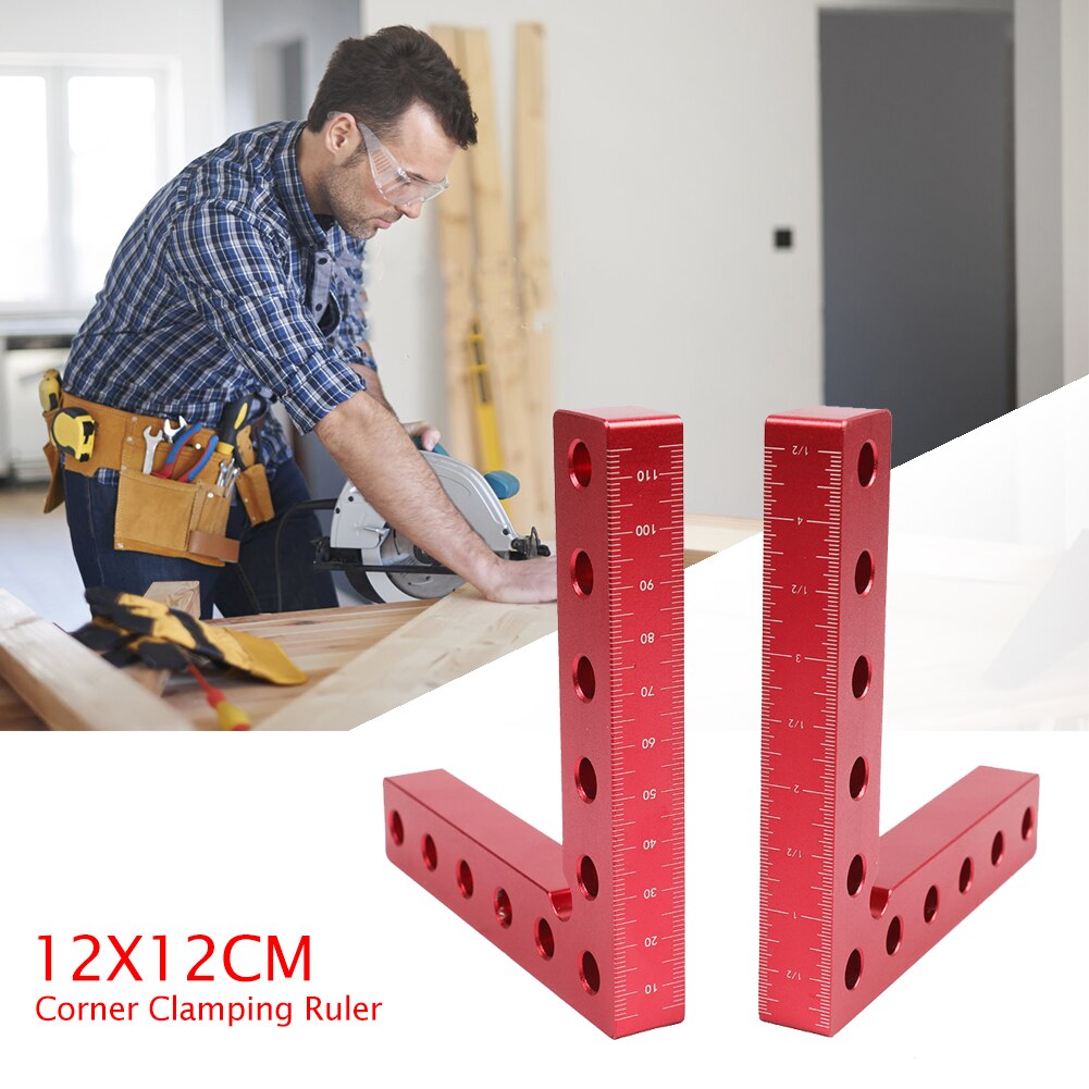 Aluminum Alloy Woodworking Right Angle Ruler Right Angle 90 Degrees L-Shaped Auxiliary Fixture Positioner Clips