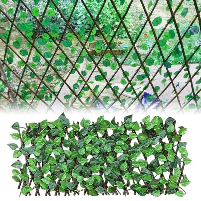 Gårdhave have hegn dekoration privatlivets fred træ og kunstigt grønt blad tilbagetrækkeligt hegn til gårdhave hjem dekoration: -en