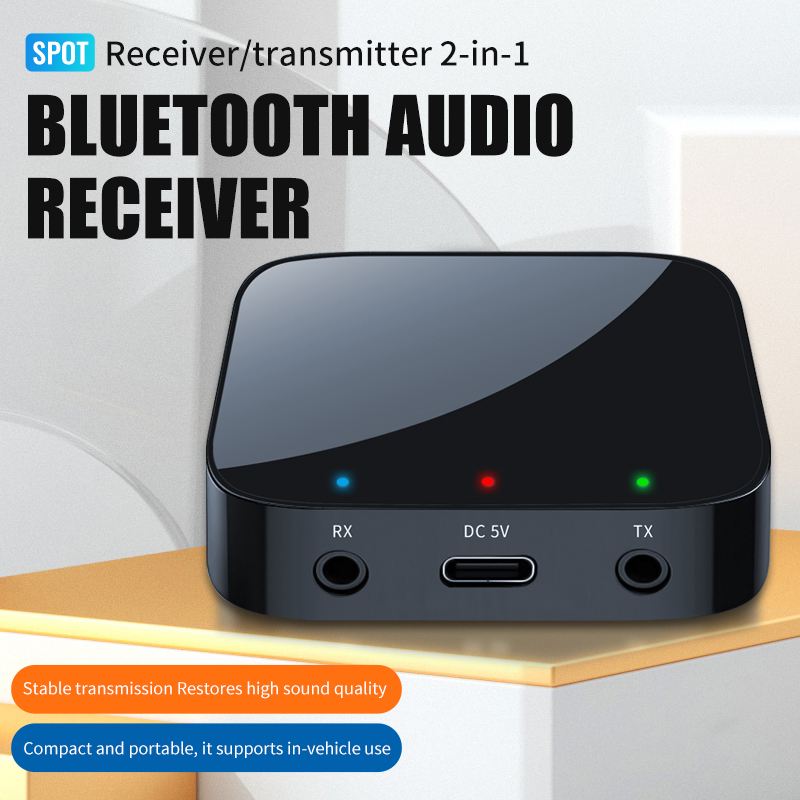 Bluetooth 5.3 Audio-ontvanger Fransmitter 3,5 mm AUX-aansluiting Stereo Muziek 2-in-1 draadloze adapter voor carkit Luidsprekers Hoofdtelefoon TV