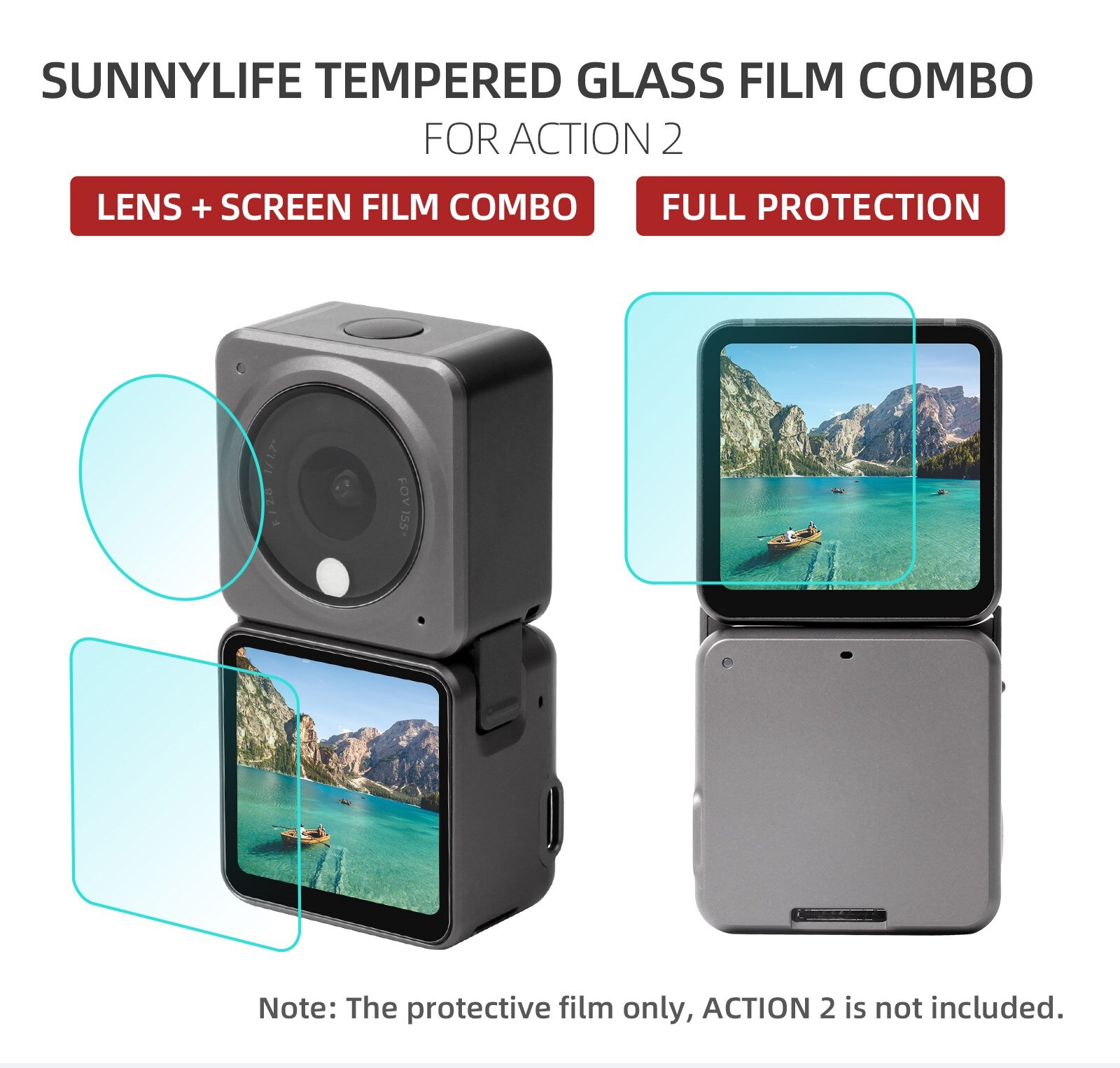 DJI ACTION 2 tempered film accessories camera lens display protective film DJI ACTION 2 HD explosion-proof film