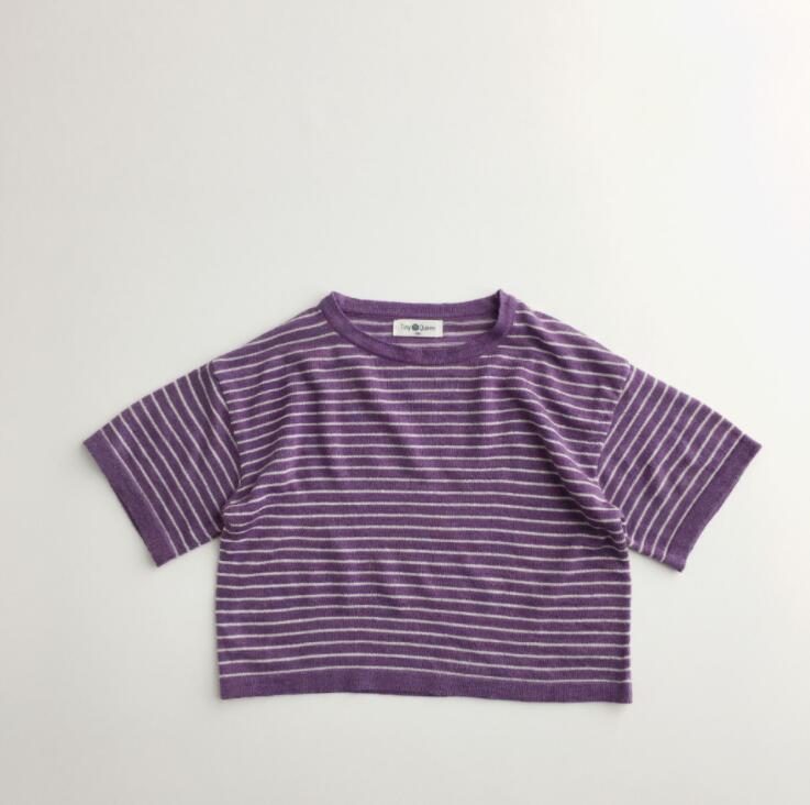 2021 nuovo arrivo ragazze ragazzi maglioni lavorati a maglia a righe estate moda bambini pantaloncini manica Pullover gilet