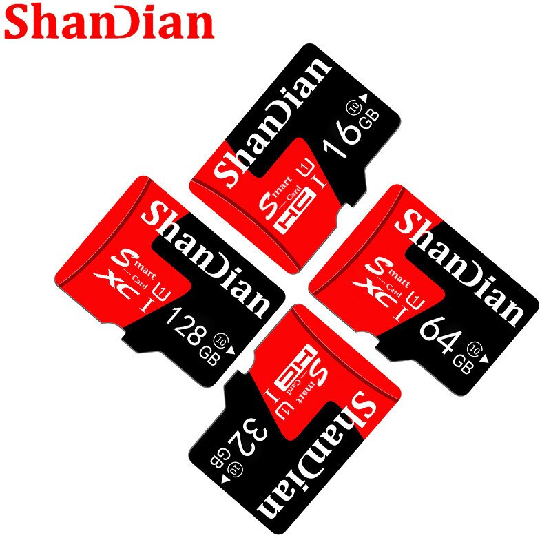 SHANDIAN Red TF/Micro SD Car CD Player Memory Capacity Expansion 8GB 16GB 32GB 64GB 128GB Free Comes with SD Card Adapter