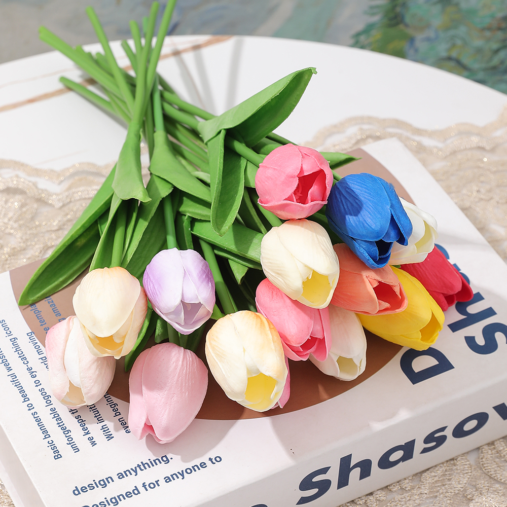 5/10 pçs tulipa flores artificial buquê de tulipa pe espuma flor falsa para cerimônia de casamento decoração casa jardim buquê decoração