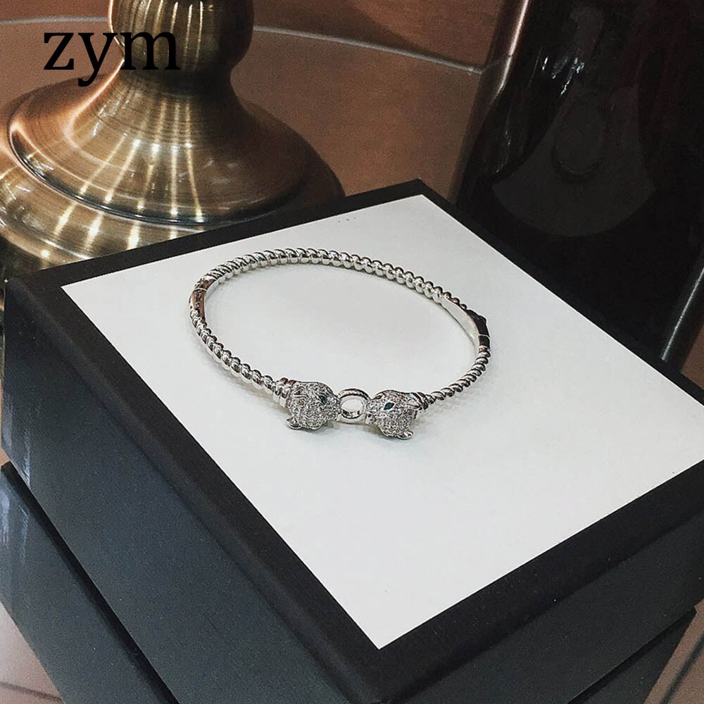 FXM Women's Bracelet - Cubic Zirconia Cheetah - Gold, Rose Gold, Silver Plated - Trendy Animal Design