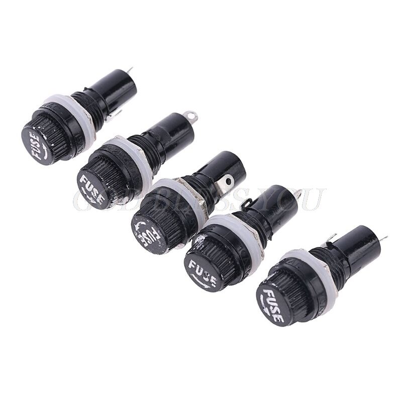 5pcs 10A Chassis Panel Mount Fuse Holder Socket for 5*20 Glass Fuses 250V