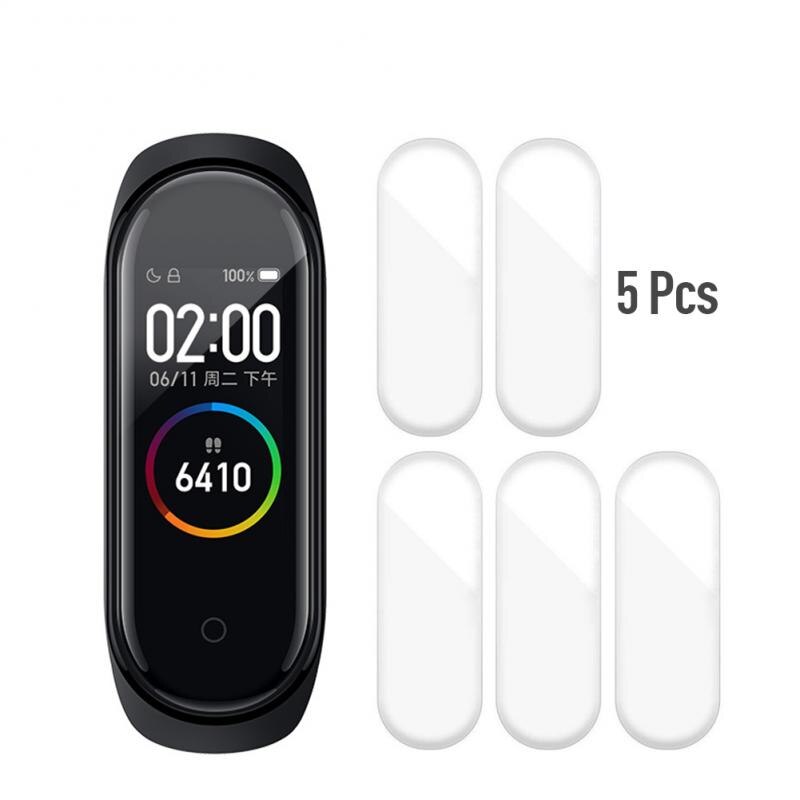 5 Pcs Beschermende Glas Protector 3d Voor Xiaomi Mi Band 5 Film Smart Armband Screen Protector Glas Film Gevallen Hydrogel film: Default Title