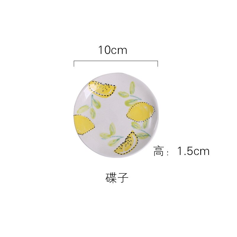 Citron glasur farve tallerken keramisk service rundt fad japansk husholdning rund rektangulær morgenmad kage frugt salat pasta: Sølv