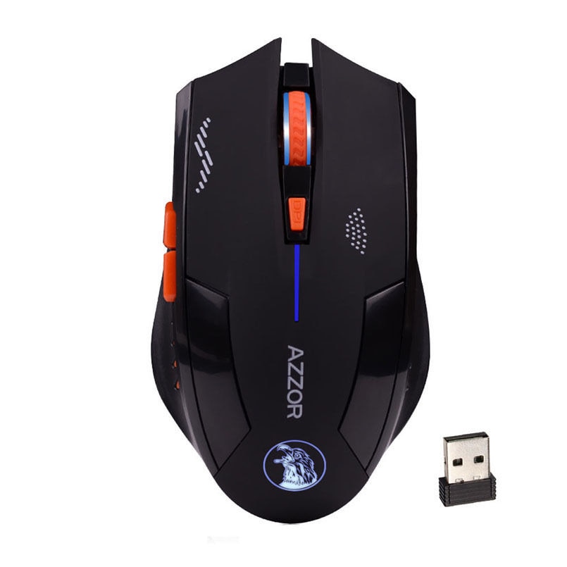 AZZOR Wireless 6D Rechargeable 2400DPI 6 Buttons Optical Pro Gaming Mouse For PC