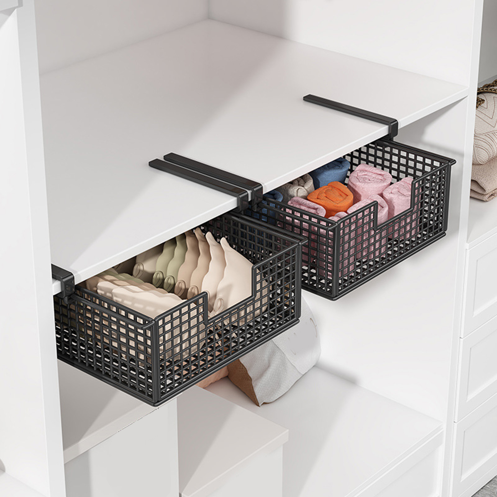 Udtrækskurv under hyldekurv hængende udtrækskurv til soveværelse køkkenskab