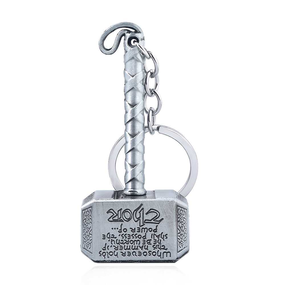 Thor Hammer Metall Schlüsselanhänger Film Schmuck Schlüsselanhänger Cosplay Stütze Schlüsselhalter für Fans Tasche Ornament Auto Anhänger: Grün