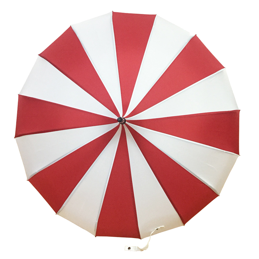 16K Zwart En Wit Retro Pagode Paraplu Klassieke Gestreepte Parasol Paraplu Zon Regen Uv Grote Paraplu Met Haak Handvat: Chocolade