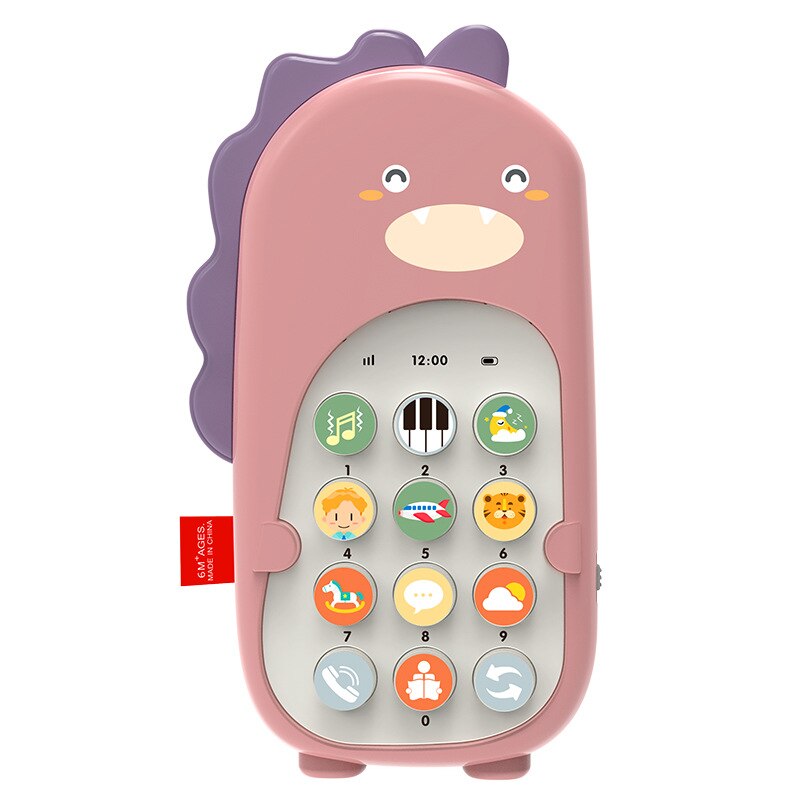 Infant Educational Bilingual May Bite with Vibration Ground Night Market Baby Children Early Learning Machine Model: Pink Dinosaur Mobile Phone