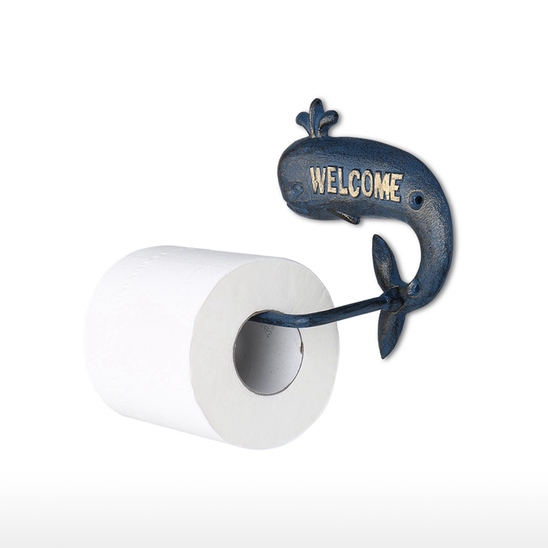 Cast Iron Paper Towel Holder Whale Paper Holder Coat Hook Towel Rack Bathroom Organizer Kitchen Roll Paper Holder