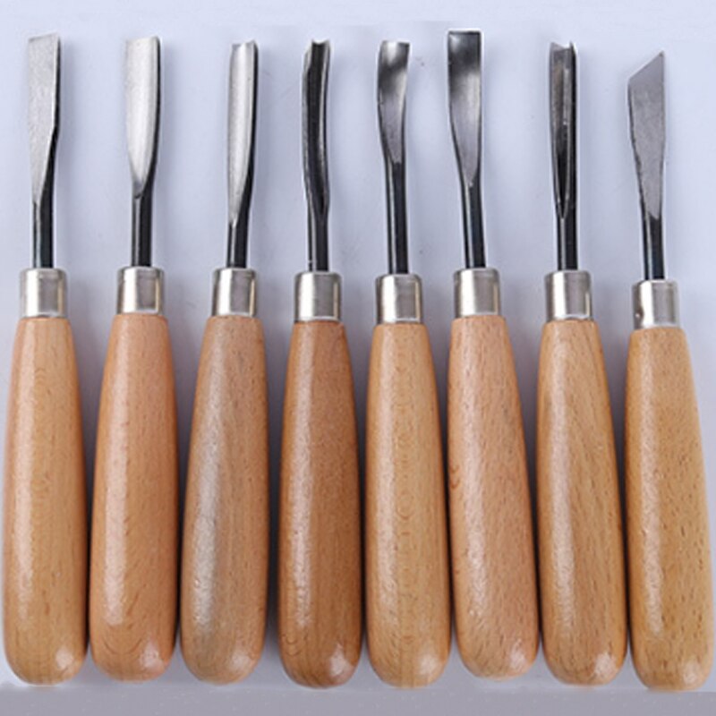 8Pcs and 6Pcs Woodpecker Dry Hand Wood Carving Tools, Woodworking Graver Chisel Kit Gouges Tools: 8PCS-B308